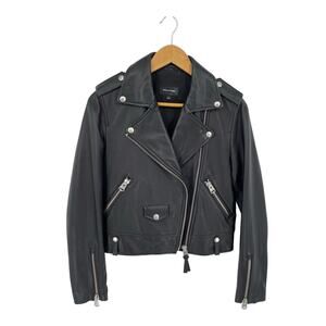 Mackage Black Baya Lamb Leather Biker Moto Motorcycle Jacket size Small